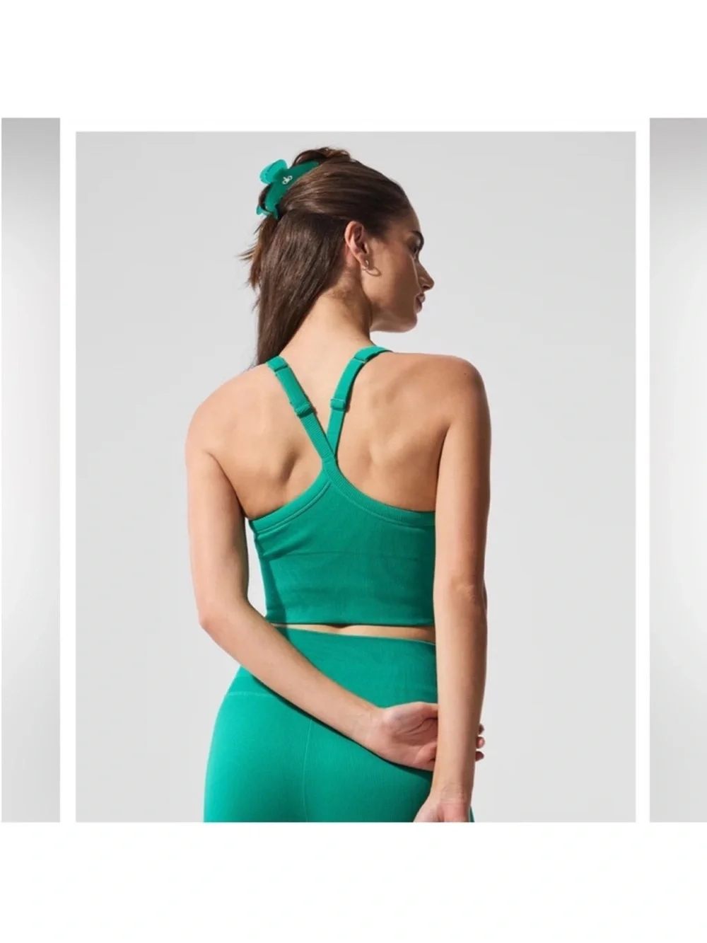 Alo Yoga Ribbed Favorite Bra Tank Top Spruce Green Sz L 12-14 W9730R